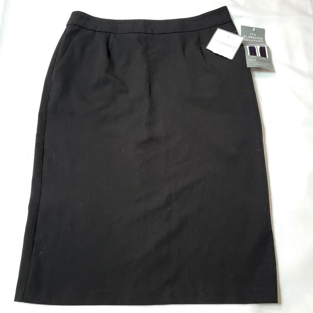 Sag Harbor Missy Fit Black Polyester Stretch Slimming Panel Skirt